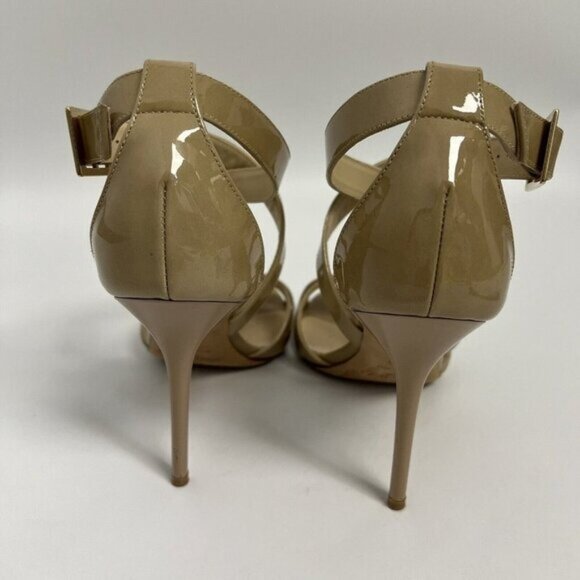 Jimmy Choo Lottie Crisscross Nude Beige Patent Leather Sandal Pump 38.5 - Picture 6 of 12